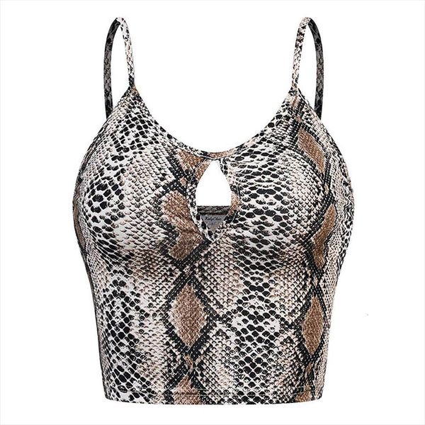

vintage crop mujer sleeveless women tanks snake printed underwear hollow out vest summer woman clothes cropped, White