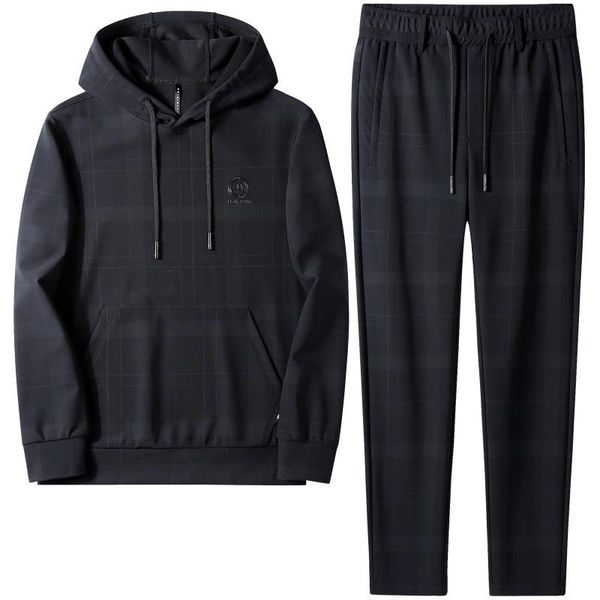 

printed hooded sportswear men's autumn simple fashion casual hooded sweater straight pants men's two piece set 30, Gray
