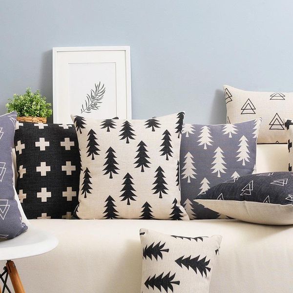 

cushion/decorative pillow the forest cover cushion nordico style tree gemoetirc grey black white home decorative case 45x45cm