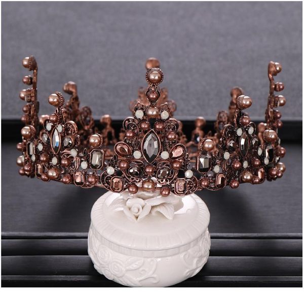 

vintage wedding crown baroque pearl rhinestone crystal crown headband bridal hair accessories prom queen crown bri qylorj, Silver