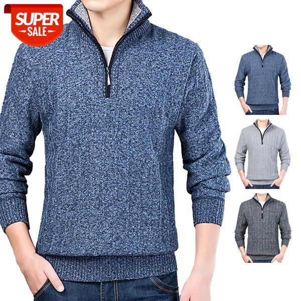 

men autumn long sleeve half zip thick pullover warm knitted sweater coat male slim knitted sweaters for spring autumn -3xl #3a8g, White;black