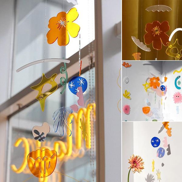 

decorative objects & figurines acrylic piece wind chime colorful cute pendant nordic geometric hanging decor for outdoor window garden lapac
