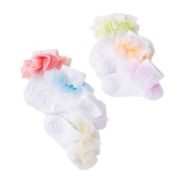 

baby socks leg girls ankle sock cotton children accessories lace princess dance clothes 0-10y b8830, Pink;yellow