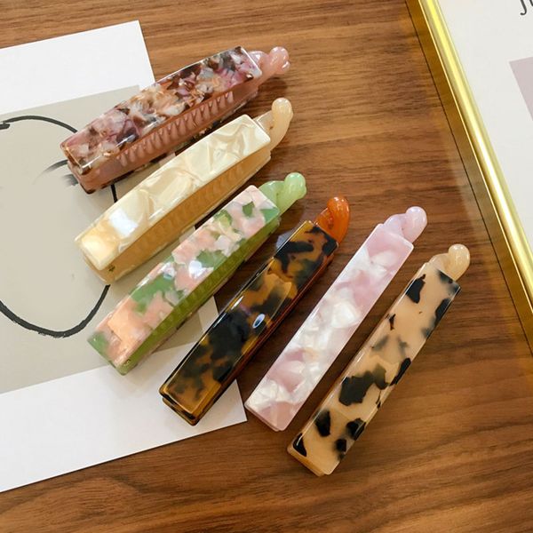 

vintage hair claw marble leopard hairpin ponytail holder hair accessories geometric barrettes twist clip acetate banana clip, Golden;silver