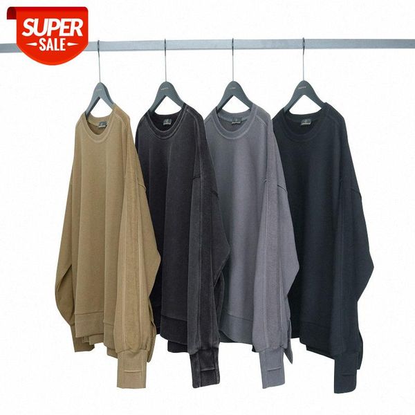 

kanye street style ninja sleeve design hip hop heavy washing retro split terry sweater jacket #fi5i, Black