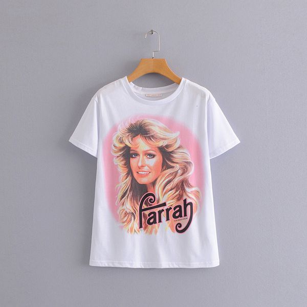 

t shirt spring 2021 women's printed round neck pullover cotton, White