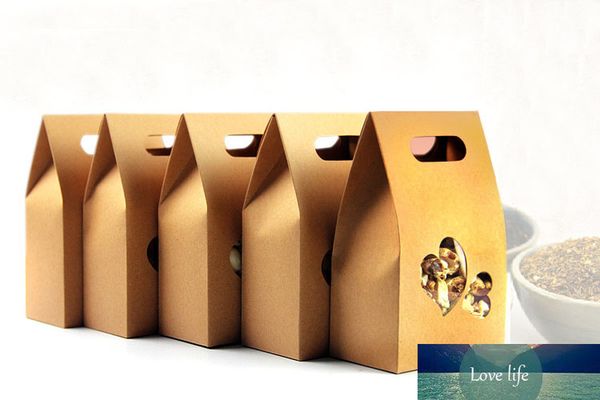 10 * 15.5 * 6cm 100 pcs Qualidade Embalagem De Papel Kraft Stand Up Bag Caixa de Janela de Alimentos de Nozes / Chá / Bolo / Cookies / Café