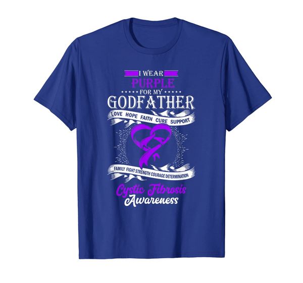 

i wear purple for my godfather cystic fibrosis support tee, White;black