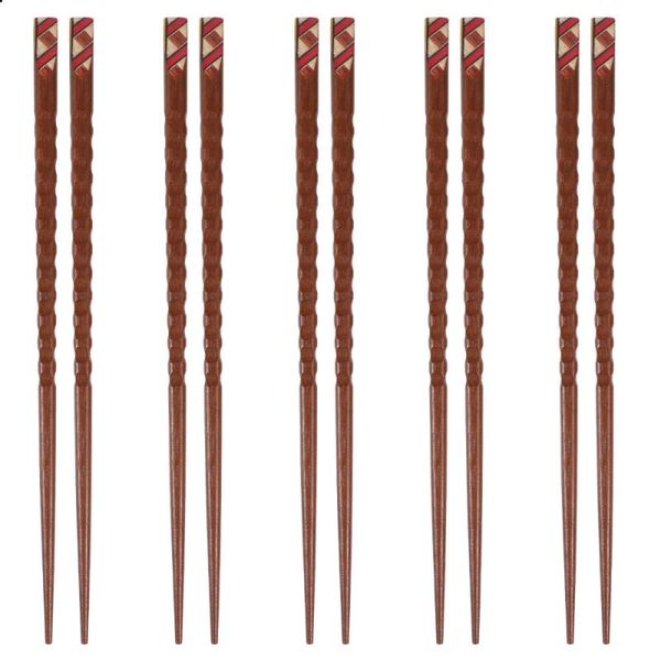 

chopsticks 1 set 5 pairs ironwood pointed tableware