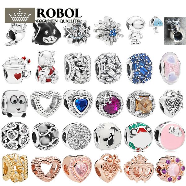 PBD ZZ 17 1: 1 Versão 925 Sterling Silver Charm Bead com esculturas originais para senhoras presentes jóias Adequado para braceletes DIY Q0531