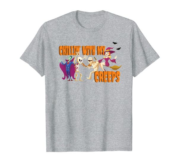 

humorous chillin' with my creeps witches men women t shirt t-shirt, White;black