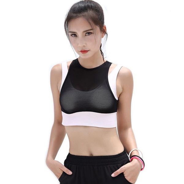 

sportswear shockproof underwear women mesh widening thickening breathable fitness bra jogging gym athletic jogging training, White;black