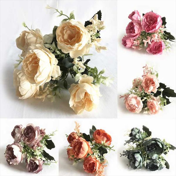

decorative flowers & wreaths european style peony aritificial bouquet silk fake for home living room decoration wedding flower decor gift