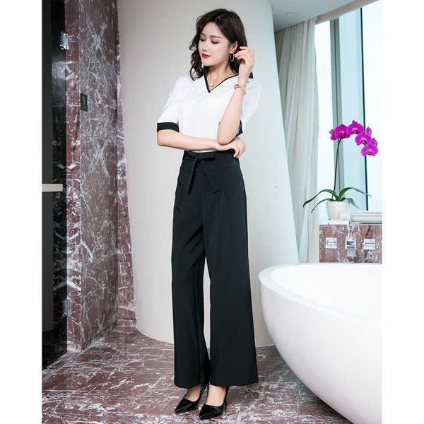 

luxury evening dress autumn profsional inch shirt trousers foot bathing el suit sauna bath work uniform loose two-piece set female, Black;gray