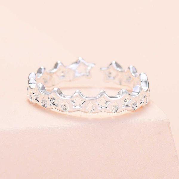 Trendy Celestial Star Offener Ring mit Weißgold vergoldet, verstellbare Größe für Mädchen und Frauen, 2021 Mode, KPOP, stilvoller Schmuck X0715