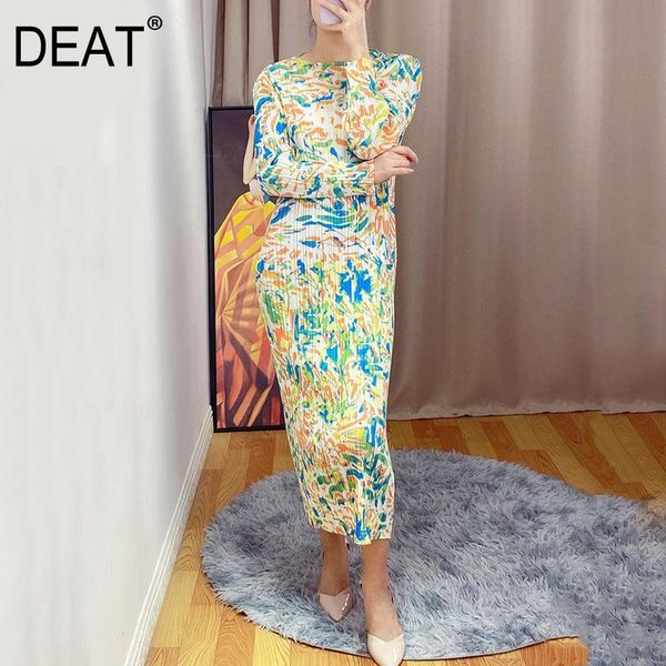

casual dresses deat women floral print pleated dress slim high elastic slash neck long sleeve vintage style 2021 summer fashion 15ht235, Black;gray