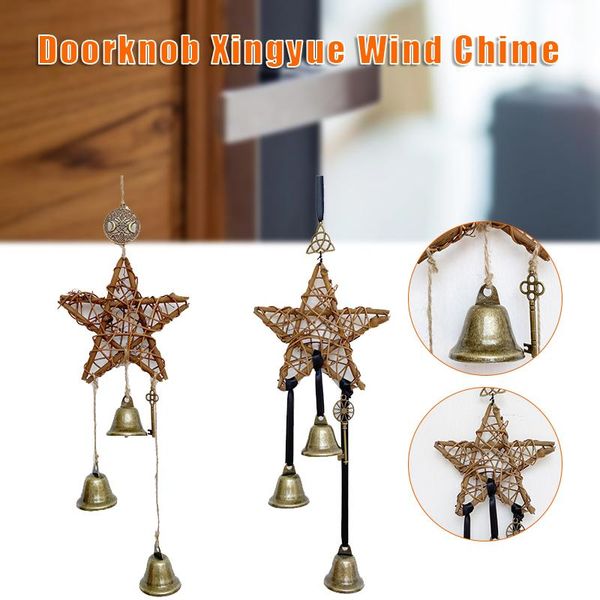 

decorative objects & figurines wall mounted witch wind chimes handmade star rattan ring bells decoration for home living room bedroom