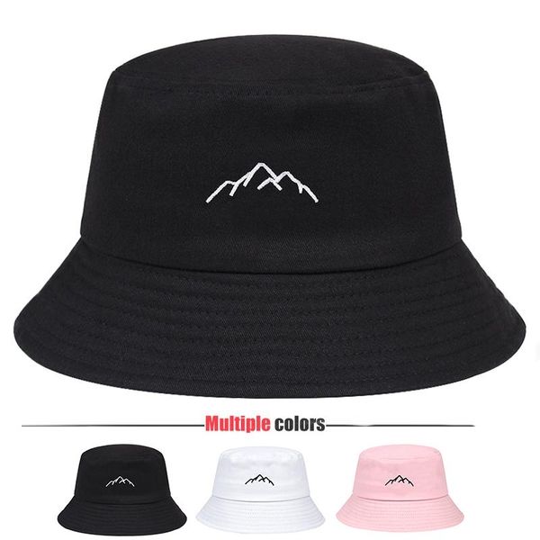 

wide brim hats arrival fisherman hat mountains embroidery women's bucket cap cotton beach tide men's panama caps summer uv sun, Blue;gray