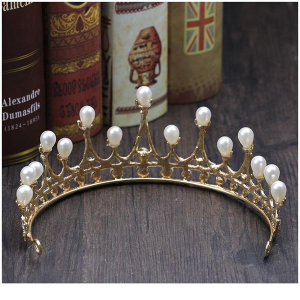 

new wedding crown headdress rhinestone pearl head band gold crown princess crown headdress bride wedding hair accessori qylplw
