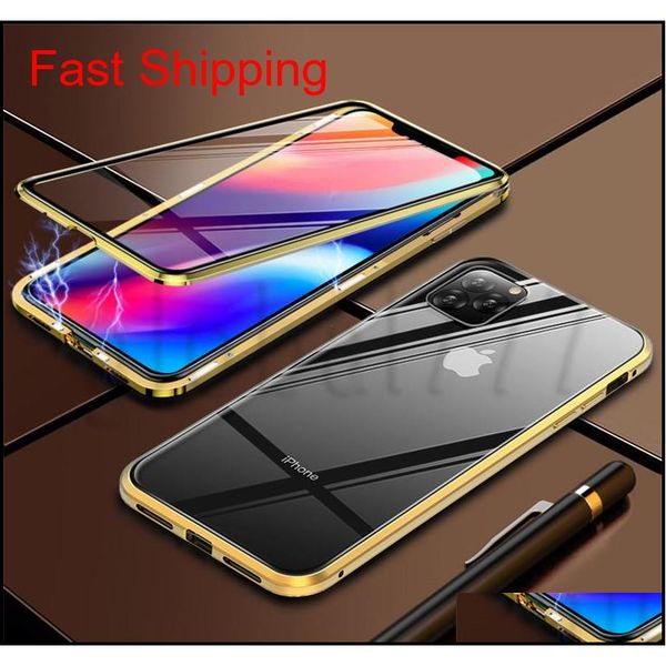 

front back double sided glass magnetic phone case for iphone 11 pro max xr x xs max 6 7 8 plus double-sided transpa jllqct infant2005
