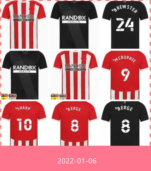 

2122 sheffield soccer jerseys berge baldock mcgoldrick mousset mcburnie lundstram fleck norwood sharp kids kits football shirt, Black;yellow
