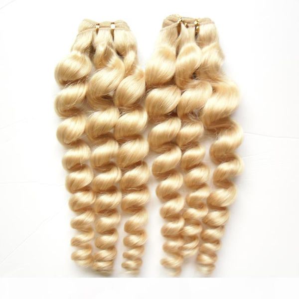 

blonde human hair weave 613 bleach blonde brazilian loose wave virgin human hair weave 2pcs lot double weft quality, Black