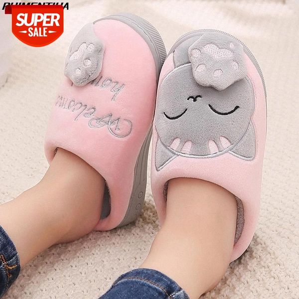 

dropship winter kids boy girl warm slippers children 2020 cartoon cute cat indoor non-slip candy color cat home floor shoes #n25s, Black