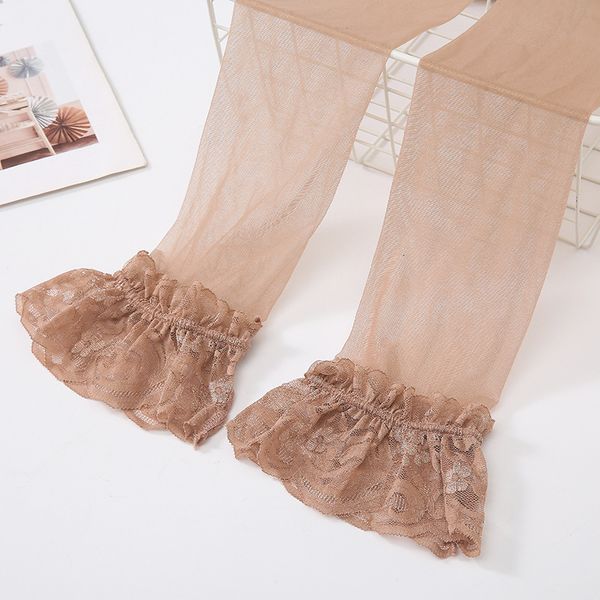 

knee thigh sock's silk lace long leg high stockings, Black;white