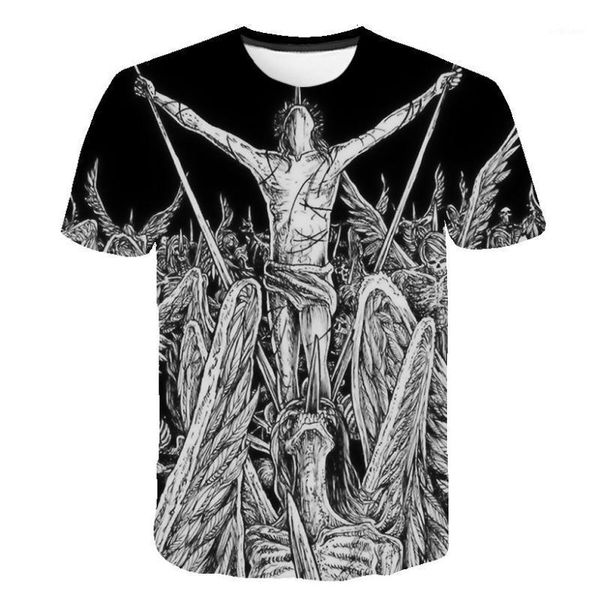 

men's t-shirts t-shirt summer plus size wear 2021 3d cool skull print short-sleeved o-neck casual street fashion all-match, White;black