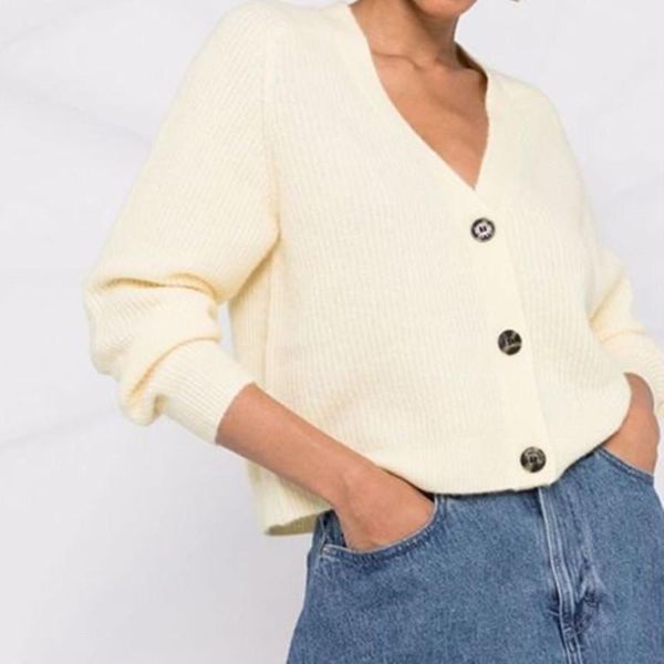 

women's knits & tees four colors mohair sweater women v-neck simple single breasted long sleeve casual knitted cardigans autumn winter, White