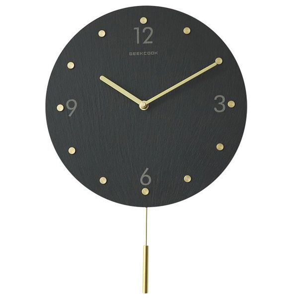 

wall clocks black silent clock with pendulum digital stone minimalist bedroom art personality creative living room watch