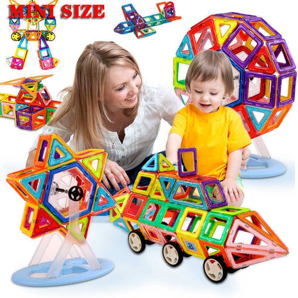41 шт.-253 шт. Мини-магнитный дизайнер строительный магнит блок набор модели здание игрушка пластиковые образовательные игрушки для детей Xmas Q0624