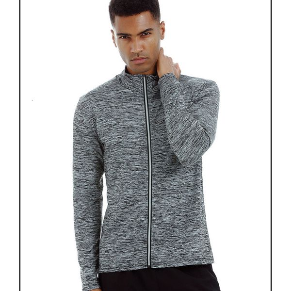 

men herfst winter sports jas outdoor leisure hardwalking long mouwen rits high throat elastic fitness pack, Gray