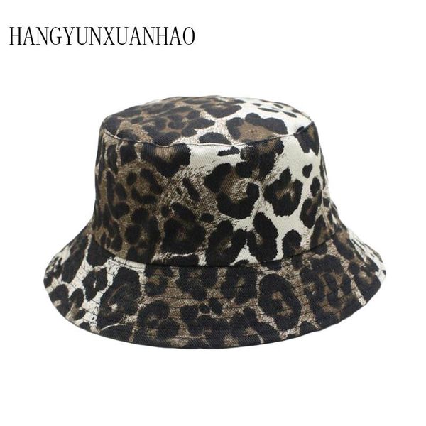 

cloches fashion leopard bucket beach hats panama hat casual holiday double-sided outdoor wear sun women summer cap