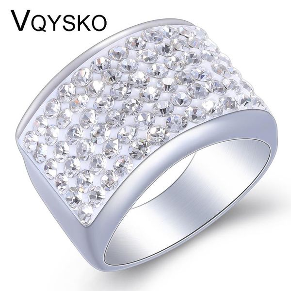 

cluster rings fashion jewelry women wedding accessories with clear crystal wholesale stainless steel bling ring for, Golden;silver