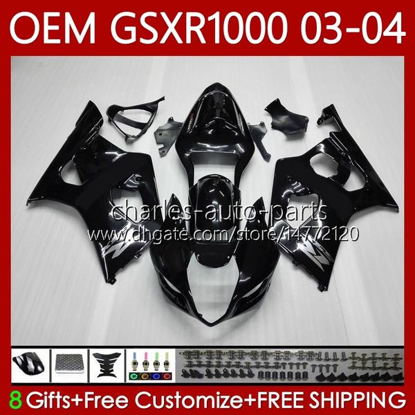 Corpo de molde de injeção para suzuki gsx-r1000 gsxr 1000 cc gsxr-1000 K3 2003-2004 bodywork 67no.5 k3 1000cc gsxr1000 03 04 GSX R1000 2003 2004 Fairings OEM Glossy Black