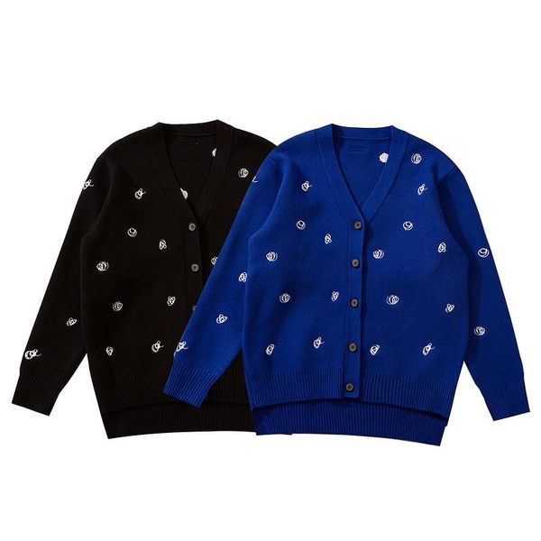 

men's sweaters 1:1 version 2021fw ader error loose v-neck sweater men women couple fleece pullover high street casual oversize cardiga, White;black