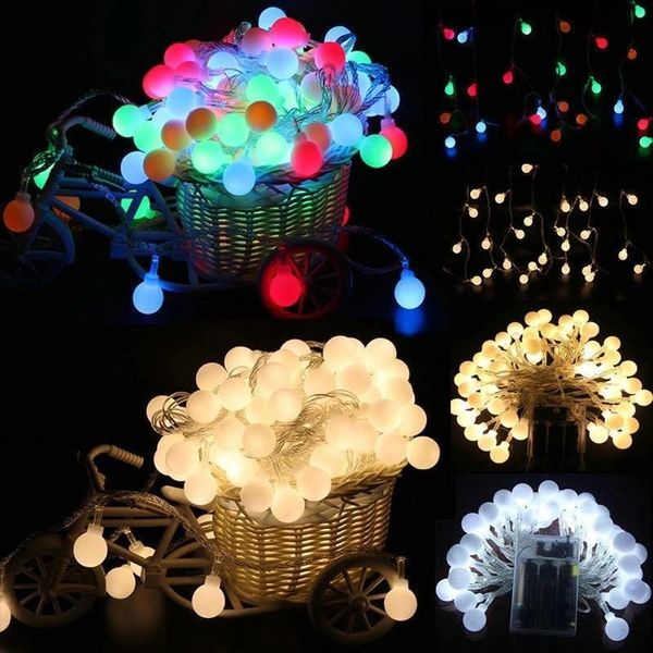 

new year's garland christmas lights indoor led festoon round ball string lights for christmas decorations room holiday lighting
