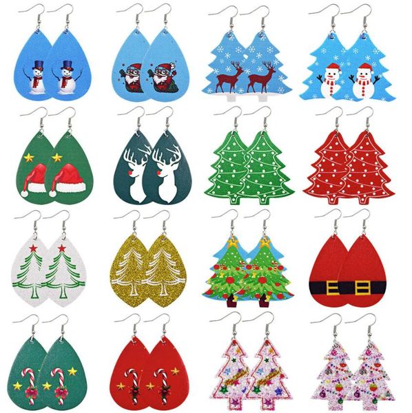 

christmas earrings dangle sequins christmas tree snow elk pu leather pumpkin ghost for women jewelry, Silver