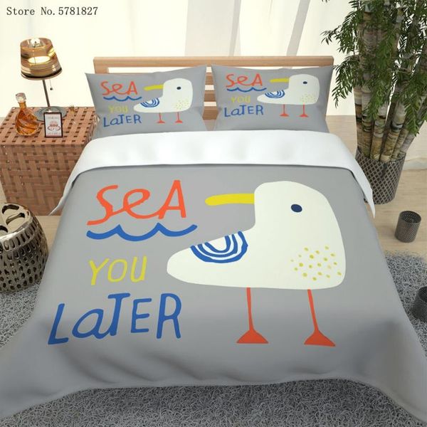 

bedding sets 2/3 pieces chickens cartoon set see you later duvet cover microfiber fabric bed for boy girl quilt