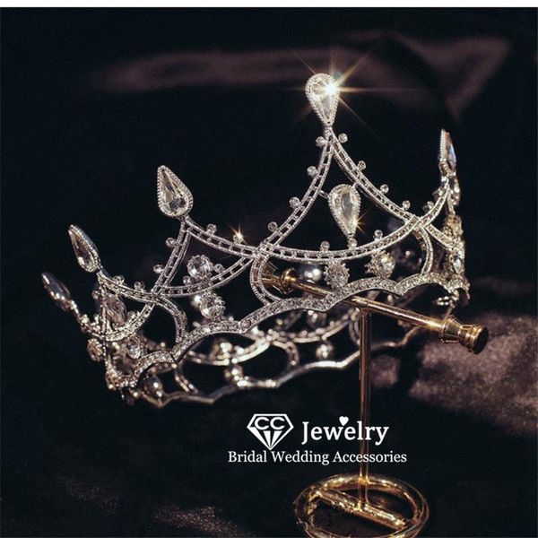 

hair clips & barrettes crown headband wedding accessory bridal tiaras and crowns engagement jewelry tiara princess headdress hg1034, Golden;silver