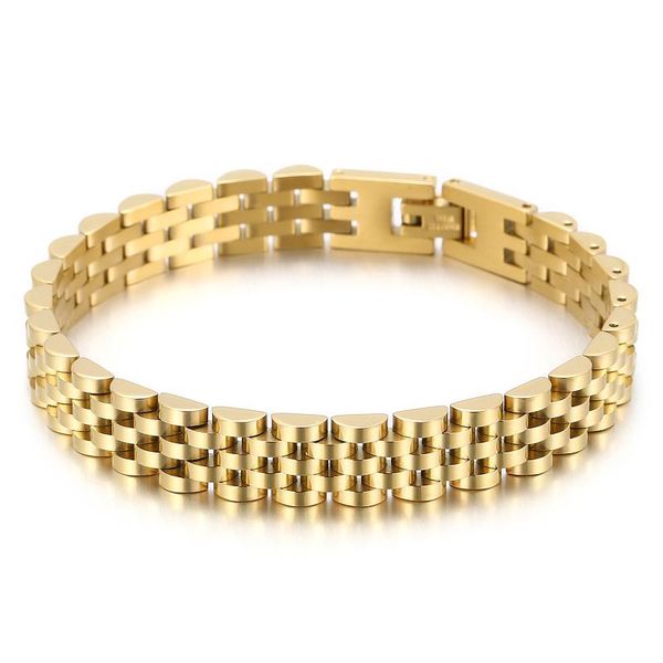 

link, chain 10mm golden bicycle wristband stainless steel men's bracelet homme luxury party accessories jewelry, Black