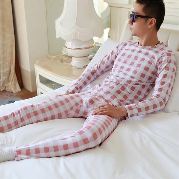 

fashion men long johns set underwear winter long johns underpants cotton plaid men thermal underwear leggings s, Black;white
