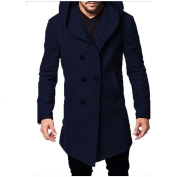 

20212019 winter new british men's boutique hooded tweed coat, Tan;black
