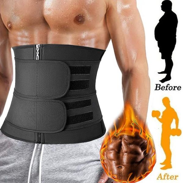 

waist support men shapewear trainer back slimming sweat belt corset gym accessories abdominal binder cincher faja shapers, Black;gray