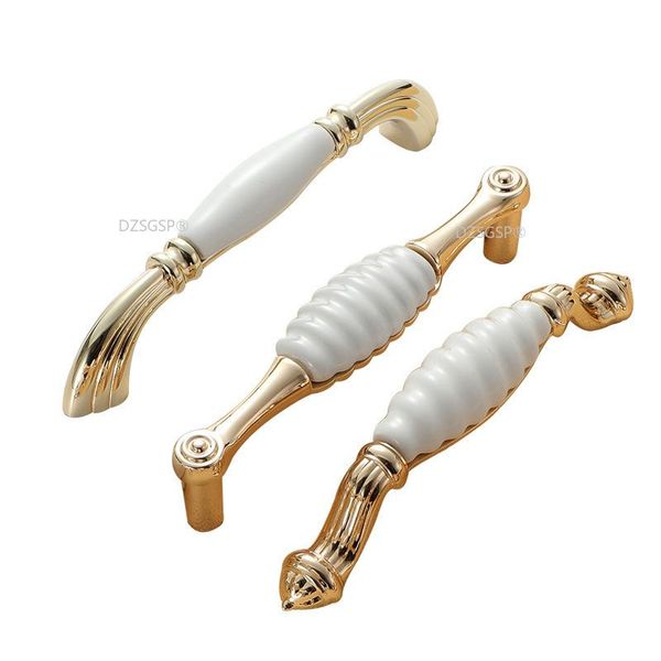 

handles & pulls closet wardrobe pull zinc alloy ceramic european fashion gold ivory white diamond cabinet kitchen knob drawer cupboard handl