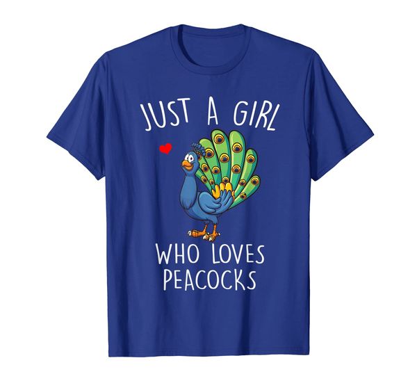 

funny just a girl who loves peacocks shirt gift, White;black