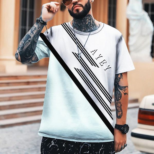 

men's t-shirts ayey youth shirt sports fashion stitching design t-shirt oversized 6xl o-neck simple loose breathable casual, White;black