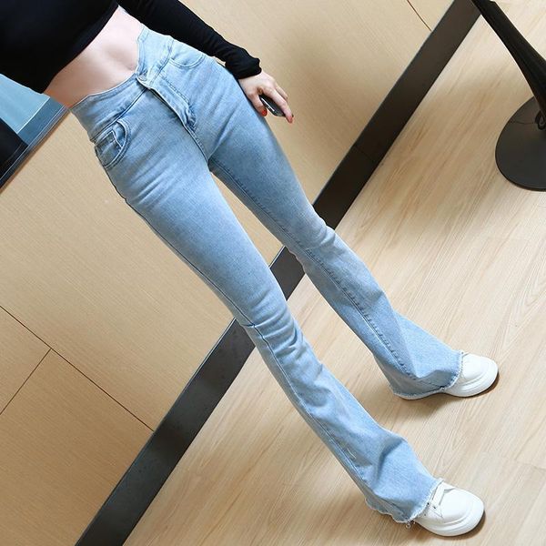 

women's jeans woman pants 2021 v-shaped waist light-colored casual hip lifting trousers pantalones vaqueros mujer, Blue