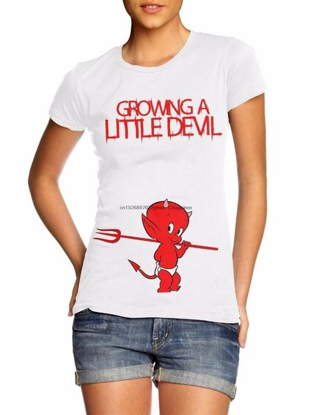 

men's t-shirts growing a little devil t shirt halloween scary joke funny maternity pregnant, White;black